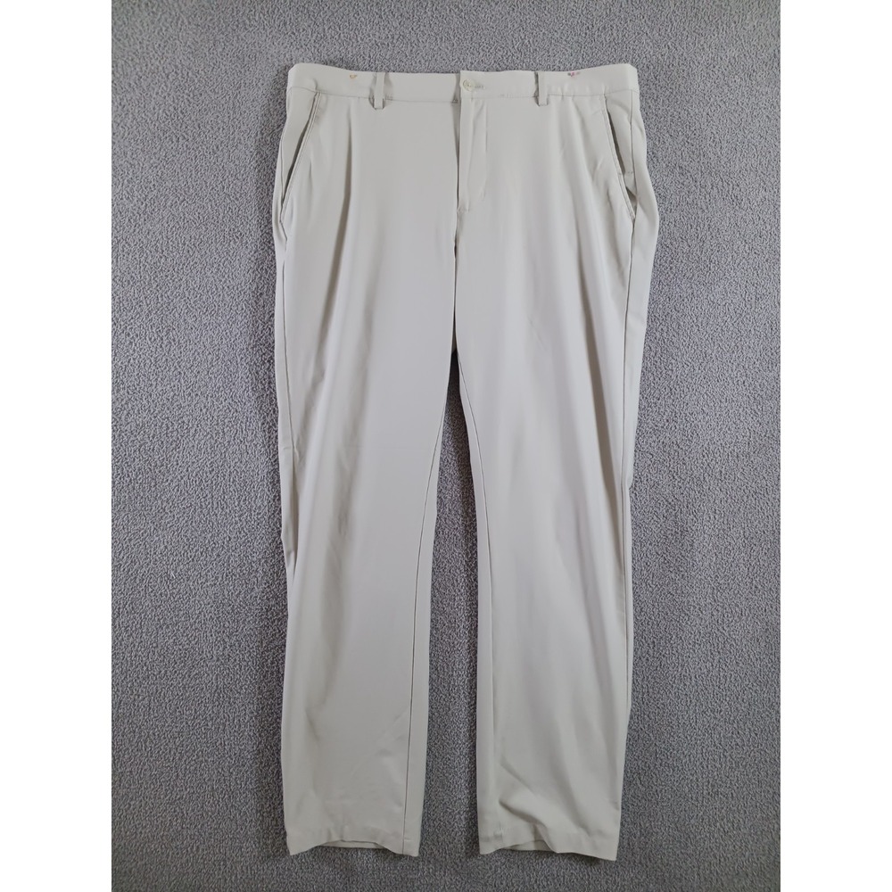 Greg Norman Golf Pants Mens 36x32 Beige Stretch Performance Flat Front